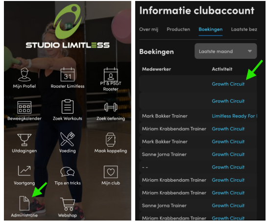 Schermafbeelding Virtuagym Studio Limitless app